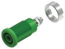 TENMA 76-1486 Banana Test Connector, 4mm, Jack, Panel Mount, 36 A, 1 kV, Nickel Plated Contacts, Green