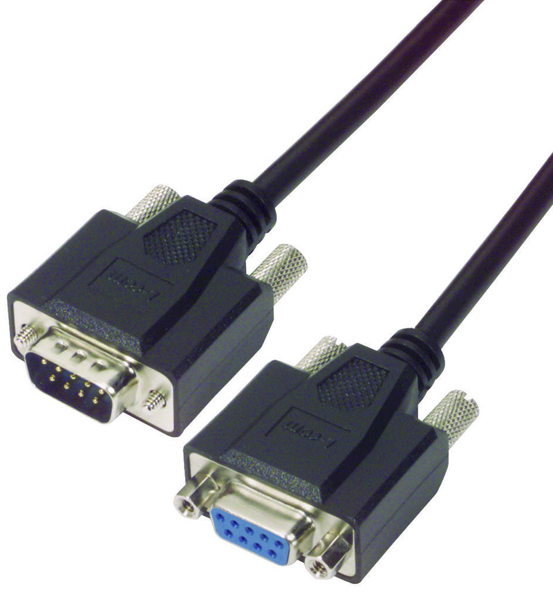 L-COM CSMNB9MF-10 Computer Cable, D Subminiature Plug, 9 Way, D Subminiature Socket, 9 Way, 10 ft, 3.05 m, Black