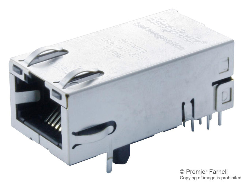 STEWART CONNECTOR L826-1X1T-23-F Modular Connector, RJ45, MagJack Series, Jack, 8 Contacts, 8 Ways, 1 Ports