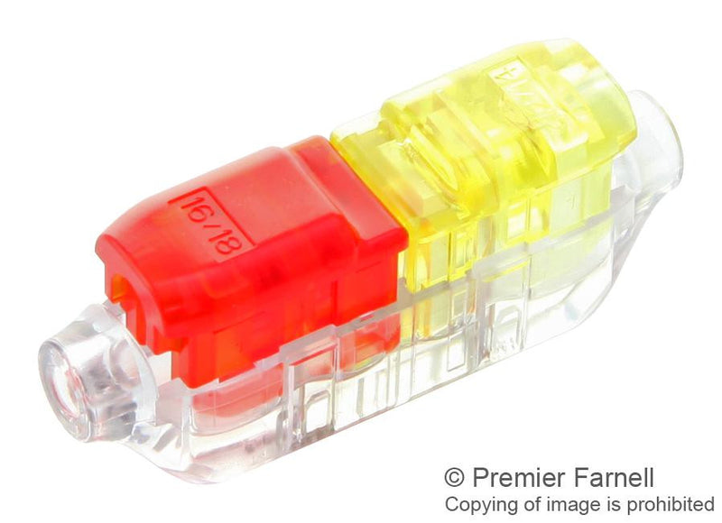 TE CONNECTIVITY 2213600-2 Wire Splice, Yellow/Red Buttons, CoolSplice Series, IDC / IDT, 14 AWG, 12 AWG, 4 mm&sup2;, Wire Splice