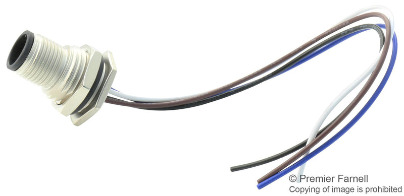 AMPHENOL LTW M12A-04PFFC-SF8B15 Sensor Cable, M12 Sensor Straight 4 Position Receptacle, Free Ends, 150 mm, 5.9 ", M Series