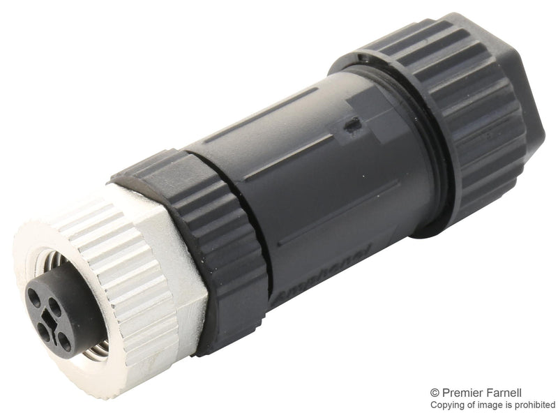 AMPHENOL LTW M12T-04BFFB-SL7002 Sensor Connector, 4 Pole, M12, Receptacle, M12, Receptacle, 4 Contacts, Screw Socket