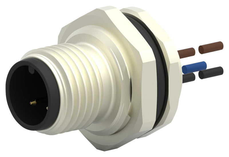 TE CONNECTIVITY T4171010003-001 Sensor Cable, A Coded, M12 Sensor Straight 3 Position Plug, Free Ends, 200 mm, 7.9 "