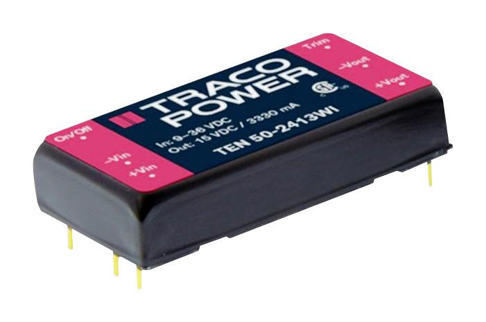 TRACOPOWER TEN 50-4815WI Isolated Board Mount DC/DC Converter, Fixed, Adjustable, 1 Output, 18 V, 75 V, 50 W, 24 V