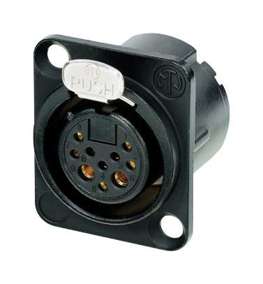 NEUTRIK NC10FD-LX-B XLR Audio Connector, 10 Contacts, Receptacle, Chassis Mount, Gold Plated Contacts, Zinc Body