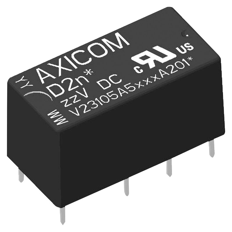 AXICOM - TE CONNECTIVITY V23105A5479A201 Signal Relay, DPDT, 10 VDC, 3 A, D2n/V23105-A5 Series, Through Hole, Non Latching