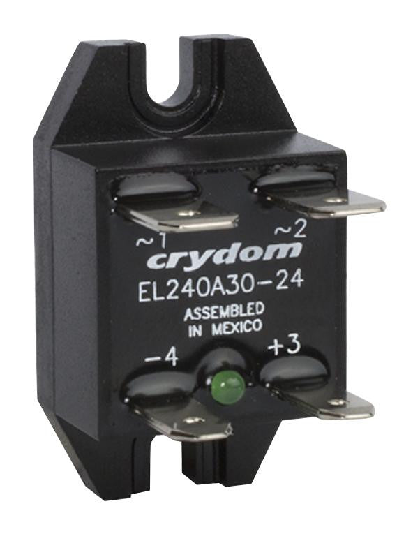 CRYDOM EL240A30-12 Solid State Relay, SPST-NO, 30 A, 280 VAC, Panel, Quick Connect, Zero Voltage Turn On