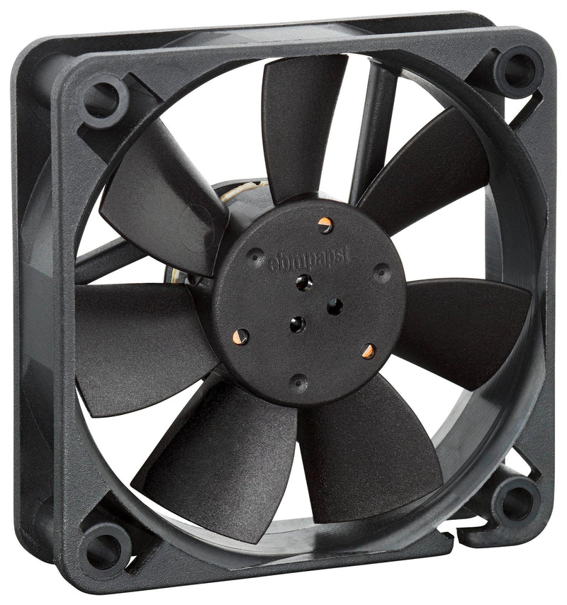 EBM-PAPST 612F/2 Axial Fan, 12 V, DC, 60 mm, 15 mm, 27 dBA, 17.1 cu.ft/min