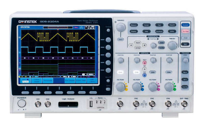 GW INSTEK GDS-2304A Oscilloscope, GDS-2000A Series, 4 Analogue, 300 MHz, 2 GSPS, 2 Mpts, 1.17 ns