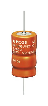 EPCOS B41690A7607Q001 Electrolytic Capacitor, 600 &micro;F, 40 V, B41690 Series, +30%, -10%, Axial Leaded, 12 mm