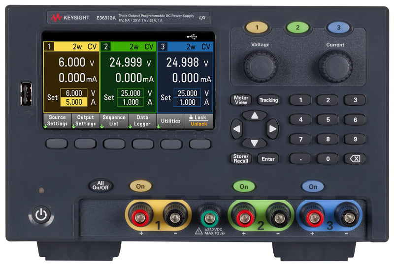 KEYSIGHT TECHNOLOGIES E36312A Bench Power Supply, Programmable, 3 Output, 0 V, 6 V, 0 A, 5 A