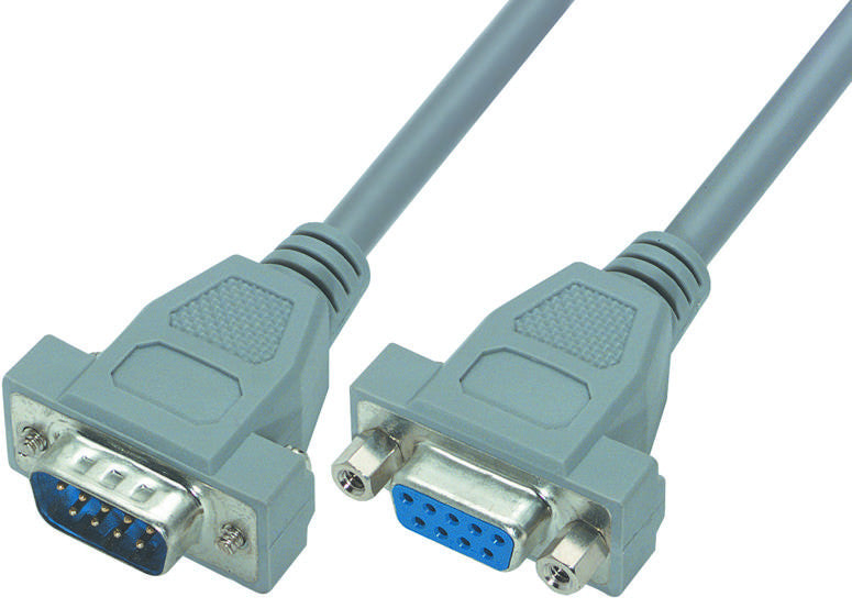 L-COM CSM9MF-10 Computer Cable, D Subminiature Plug, 9 Way, D Subminiature Socket, 9 Way, 10 ft, 3.05 m, Grey