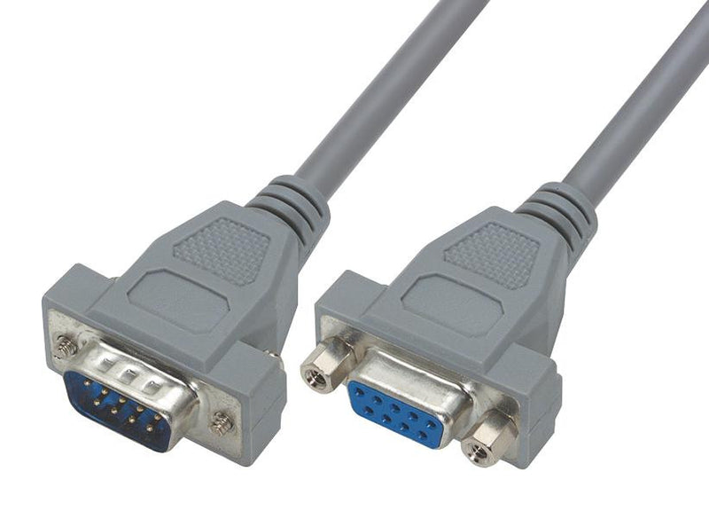 L-COM CSM9MF-2.5 Computer Cable, D Subminiature Plug, 9 Way, D Subminiature Socket, 9 Way, 2.5 ft, 760 mm, Grey