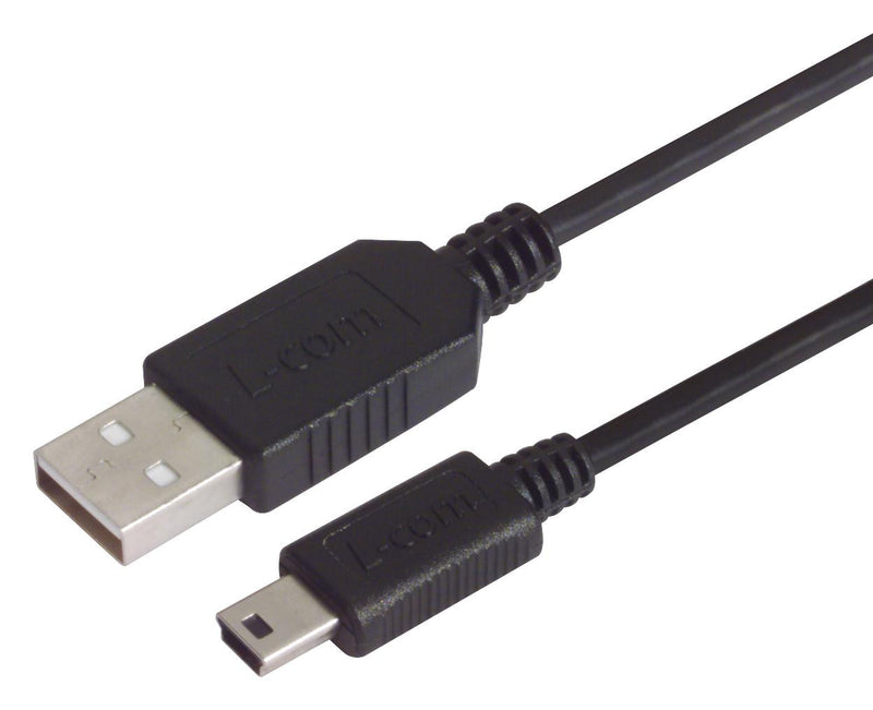 L-COM CSMUAZMB5-03M USB Cable Assembly, USB Type A Plug, Mini USB Type B Plug, USB 1.1, 2.0, 1 ft, 300 mm