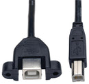 TRIPP-LITE U025-001-PM USB Cable Assembly, USB Type B Plug, USB Type B Receptacle, USB 2.0, 1 ft, 300 mm