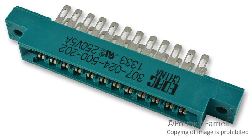 EDAC 307-024-500-202 Connector, 307 Series, Card Edge, 24 Contacts, Receptacle, 3.96 mm, Solder