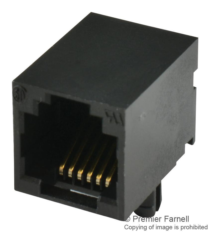 AMPHENOL COMMERCIAL PRODUCTS RJE01-660-01 Modular Connector, RJ11, Jack, 6 Contacts, 6 Ways, 1 Ports