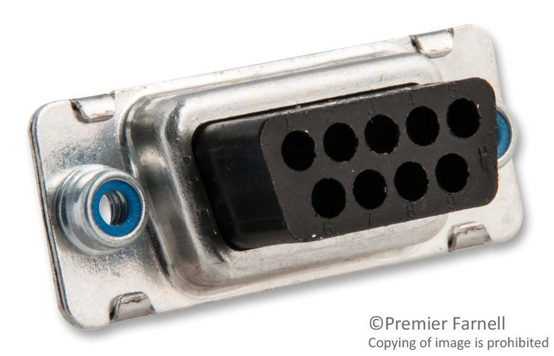 AMP - TE CONNECTIVITY 1658643-1 D Sub Connector Housing, 9 Ways, D Sub, DE, AMPLIMITE HDP-20 Series, Receptacle, Steel Body