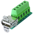 L-COM USBAFT Terminal Block Interface, USB Type A Receptacle, Screw Type 5 Position Terminal Block