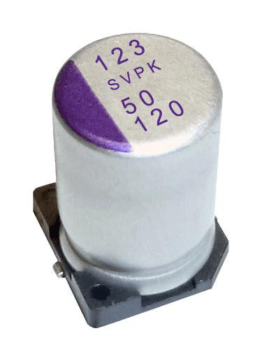 PANASONIC ELECTRONIC COMPONENTS 50SVPK120M Capacitor, 120 &micro;F, 50 V, OS-CON SVPK Series, Radial Can - SMD, 0.02 ohm, 1000 hours @ 125&deg;C