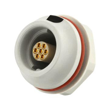 SOURIAU JMXHH1G07FSUDSU Circular Connector, JMX Series, Panel Mount Receptacle, 7 Contacts, Solder Socket, Push-Pull