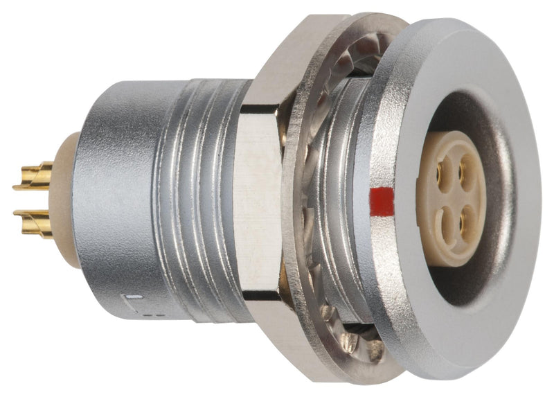 LEMO EGG.1T.304.CLL Circular Connector, 1T Series, Panel Mount Receptacle, 4 Contacts, Solder Socket, Push-Pull