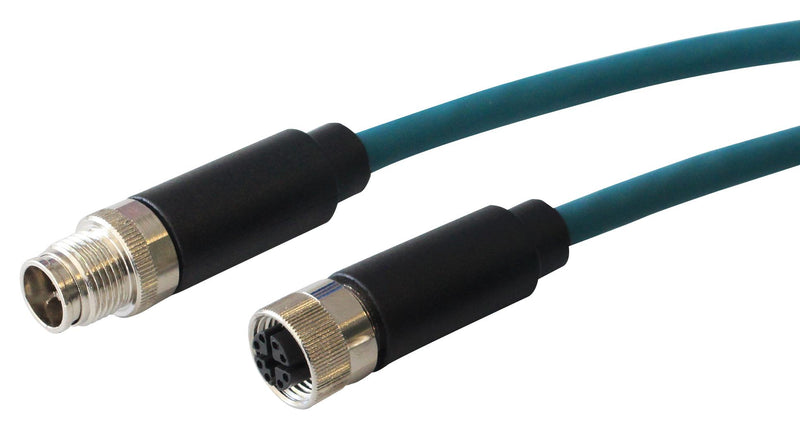 Bulgin Limited PXPTPU12FIM08XFB010PU Sensor Cable Cat6a M12 Plug Receptacle 8 Positions 1 m 3.28 ft Buccaneer X Coding