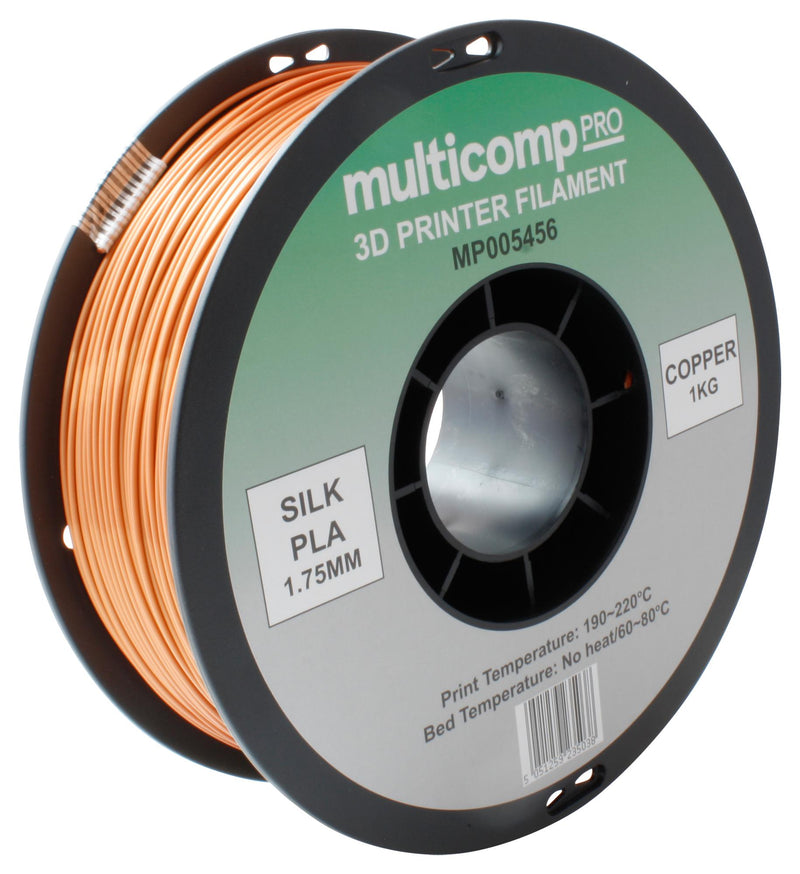 Multicomp PRO MP005456 3D Printer Filament Silk PLA 1.75 mm 1 kg Copper