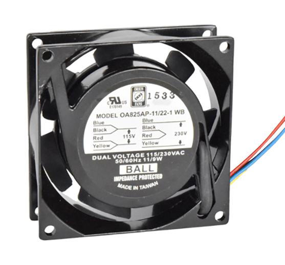 Orion Fans OA825AP-11/22-1WB AC Axial Fan 115V / 230V Square 80 mm 25 Ball Bearing CFM