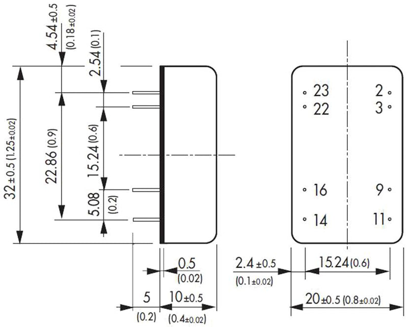 Traco Power TEN 5-1222 TEN 5-1222 Isolated Through Hole DC/DC Converter ITE 2:1 6 W 2 Output 12 V 250 mA