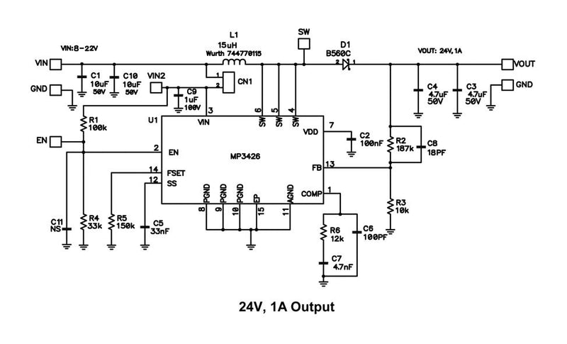 Monolithic Power Systems (MPS) MP3426DL-LF-P DC-DC Switching Boost (Step Up) Regulator 3.2V-22V in 3.2V to 35V out 6A 540kHz QFN-EP-14 New