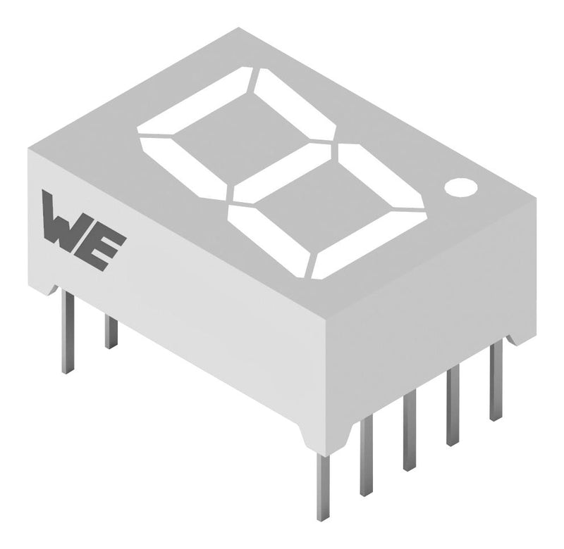 Wurth Elektronik 157136V12701 157136V12701 7 Segment LED Display Green 20 mA 2.2 V 46 mcd 1 13.2 mm