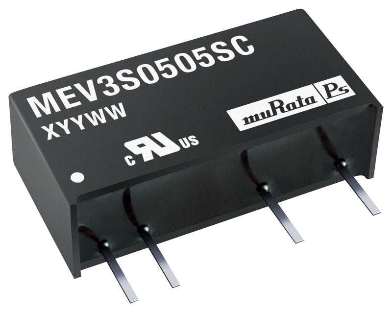 MURATA POWER SOLUTIONS MEV3S0505SC Isolated Board Mount DC/DC Converter, 3kV Isolation, 1 Output, 3 W, 5 V, 600 mA