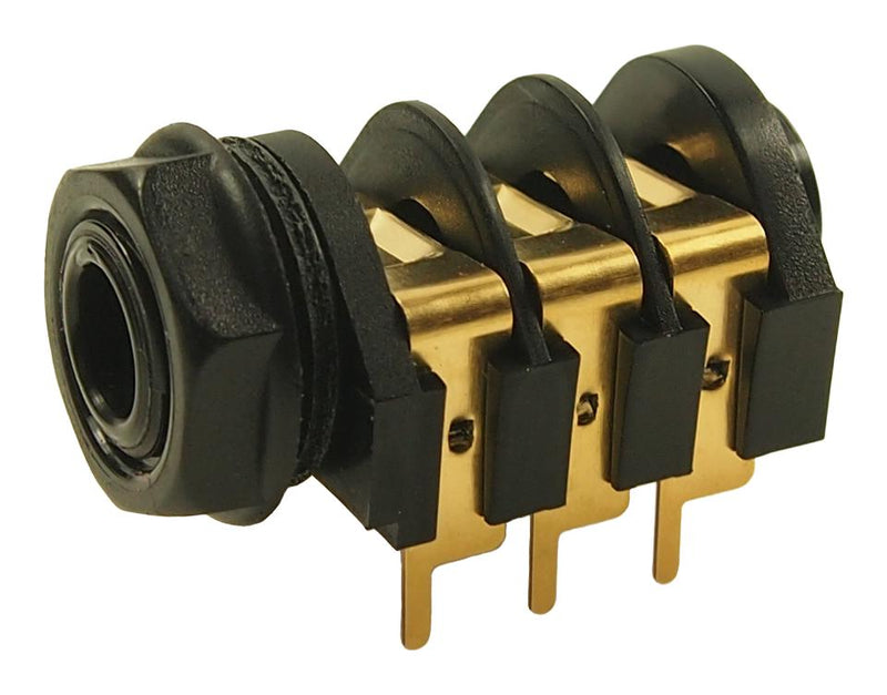 Multicomp PRO MP12327A MP12327A Phone Audio Connector 3 Contacts Jack PCB Mount Gold Nylon (Polyamide) Body