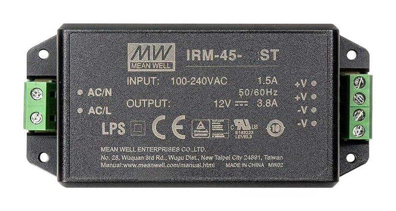 Mean Well IRM-45-24ST AC/DC Enclosed Power Supply (PSU) ITE 1 Outputs 45.6 W 24 V 1.9 A