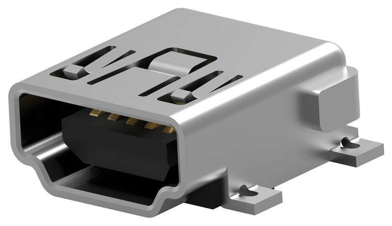 AMP - TE Connectivity 1734327-2 1734327-2 USB Connector Mini Type A 2.0 Receptacle 5 Ways Surface Mount Right Angle