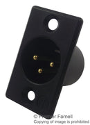 NEUTRIK NC3MP-B XLR Audio Connector, 3 Contacts, Plug, Panel Mount, Gold Plated Contacts, Metal Body, P Series