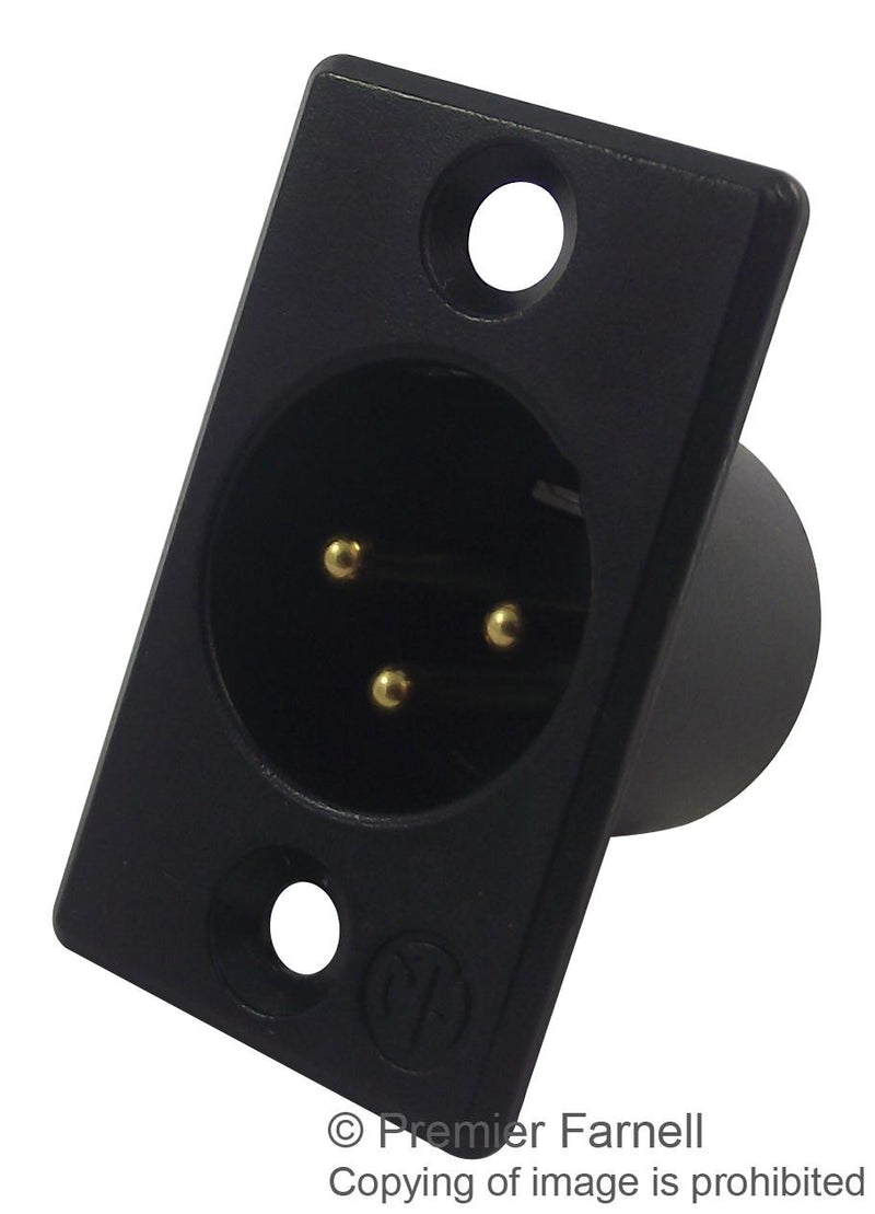 NEUTRIK NC3MP-B XLR Audio Connector, 3 Contacts, Plug, Panel Mount, Gold Plated Contacts, Metal Body, P Series