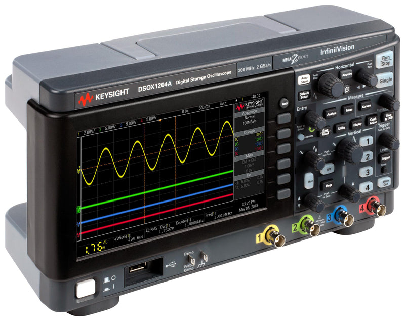 Keysight Technologies DSOX1204A+D1200BW2A Digital Oscilloscope Infiniivision 1000 X-Series 4 Channel 200 MHz 1 Gsps Mpts 1.7 ns