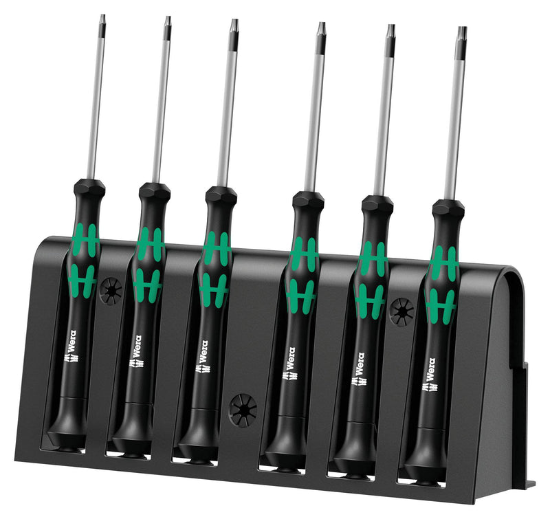 WERA 118154 6 Piece TORX BO Kraftform Micro Screwdriver Set and Rack