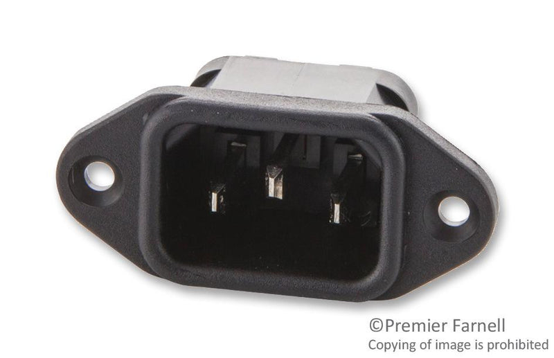 BULGIN PX0580/63 Power Entry Connector, Plug, 250 VAC, 10 A, Panel Mount, Quick Connect