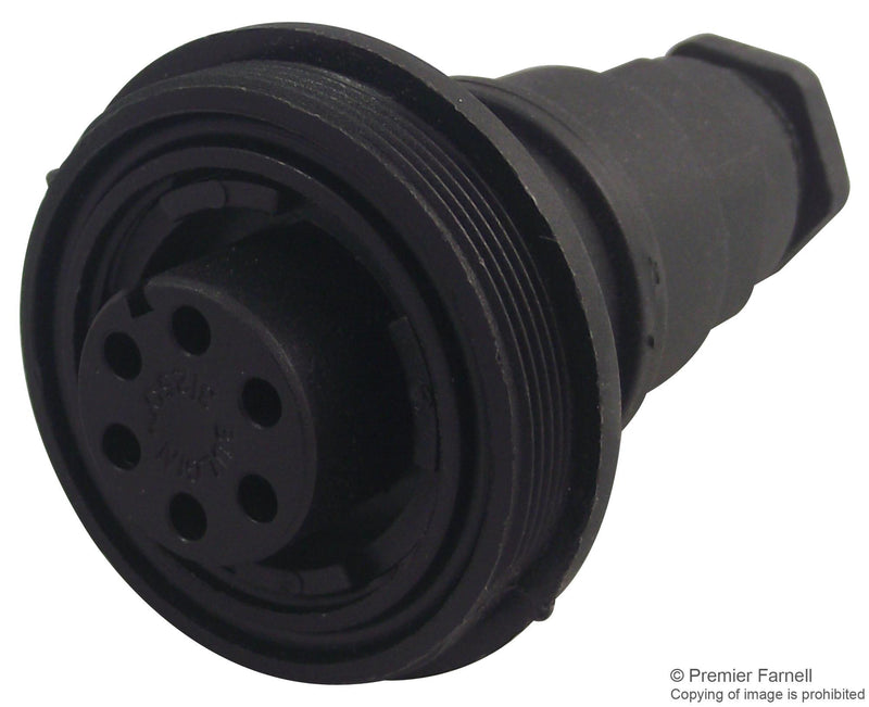 BULGIN PX0740/S Circular Connector, Buccaneer Standard Series, Cable Mount Receptacle, 6 Contacts, Screw Socket