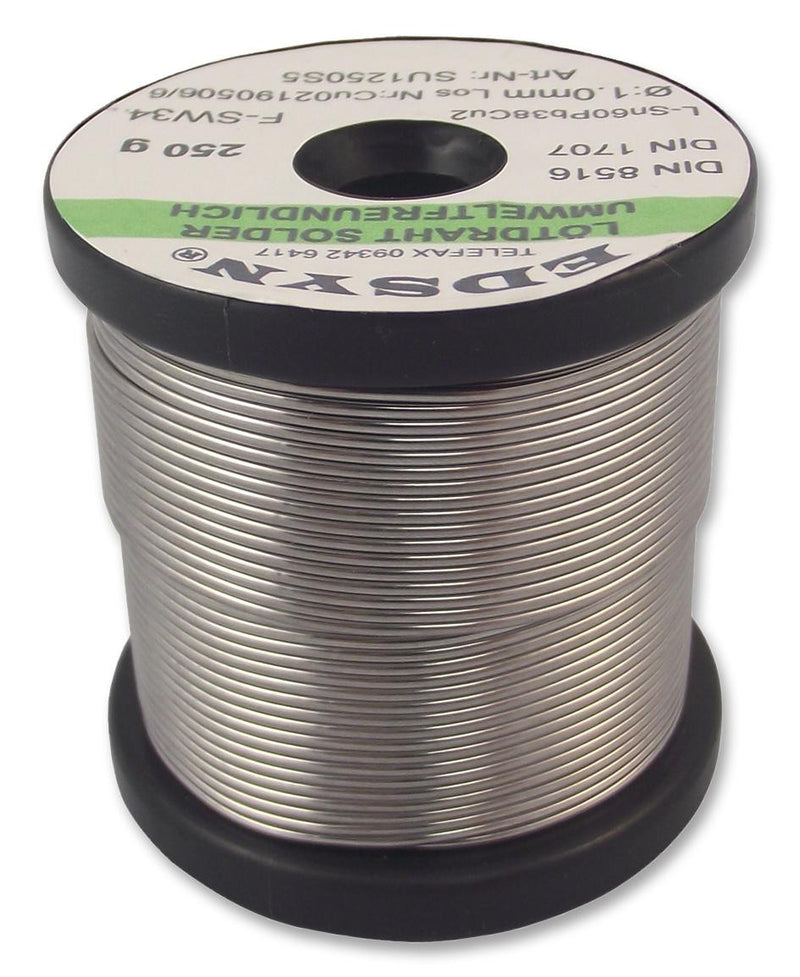 EDSYN SU1250-S5 Solder Wire, FSW34, 1mm Diameter, 183&iuml;&iquest;&frac12;C, 250g