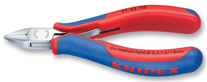 KNIPEX 7742115 115mm Electronics Diagonal Cutter Without a Bevel and a Pointed Head