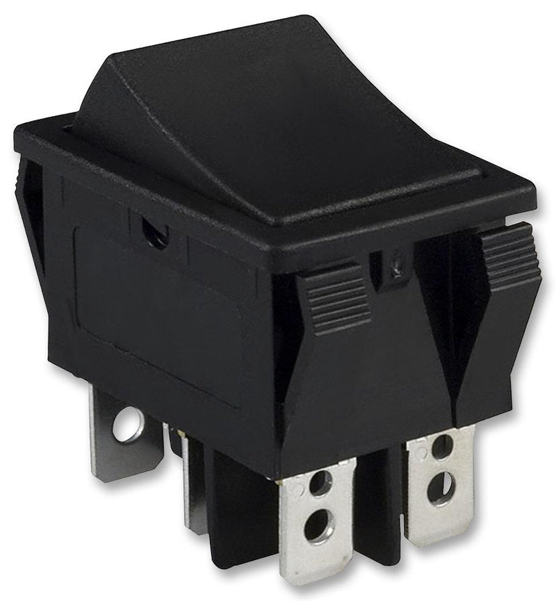 E-SWITCH R5CBLKBLKEF0 Switch Rocker Dpdt 20A 125VAC Black