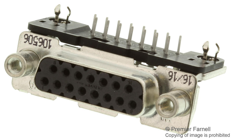 AMP - TE CONNECTIVITY 3-106506-2 D Sub Connector, 15 Contacts, Receptacle, DB, AMPLIMITE HD-20 Series, Steel Body, Solder