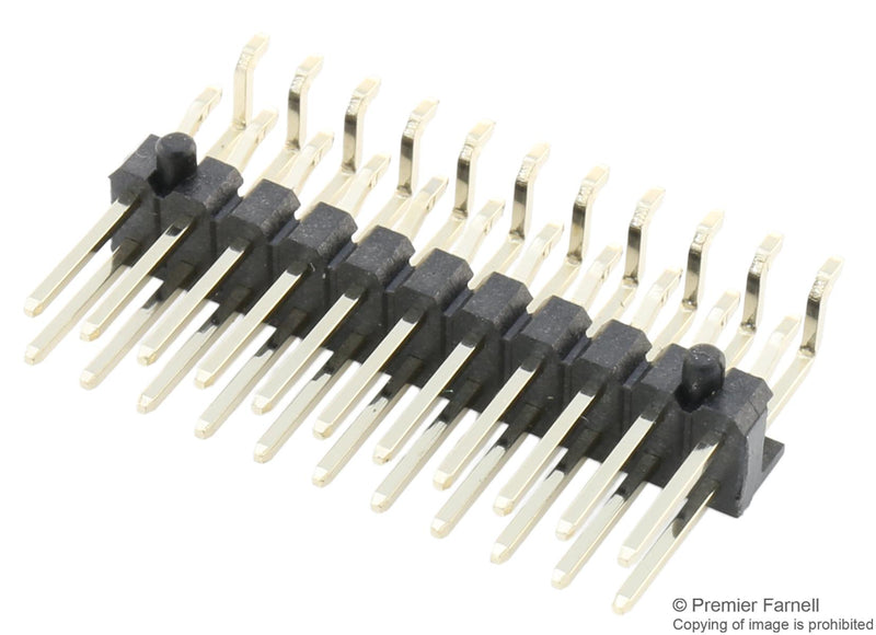 Multicomp 2213R-22G-SM-7576APR Board-To-Board Connector Right Angle 2.54 mm 22 Contacts Header Surface Mount 2 Rows