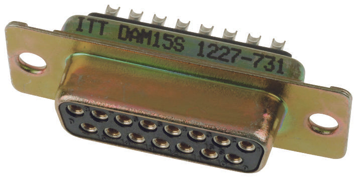 ITT Cannon DAM15S D Sub Connector DB15 Standard Receptacle DAM Series 15 Contacts DA Solder