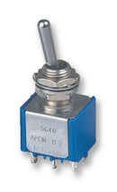 APEM 5637A Toggle Switch, SPDT, Non Illuminated, (On)-Off-(On), 5000 Series, Panel, 6 A