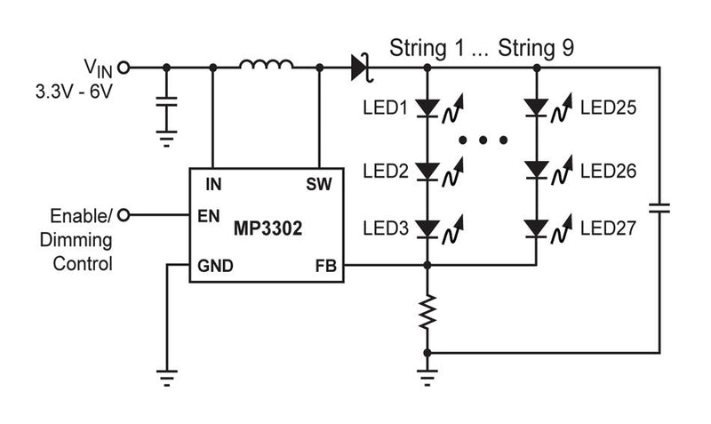 Monolithic Power Systems (MPS) MP3302DJ-LF-P LED Driver 1 Output Boost 2.5 V to 6 Input 1.3 MHz 36 V/1.3 A TSOT-23-5 New